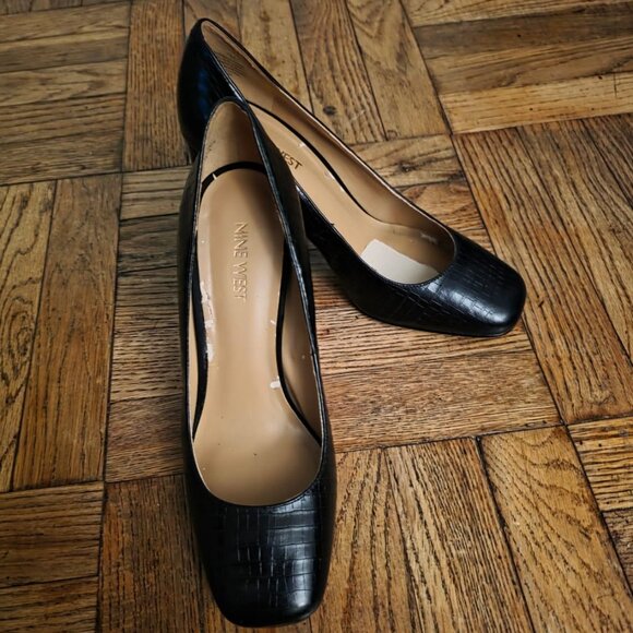 Nine West animal embossed Begonia Block Heel Square Toe Dress Pumps Sz 7 - Picture 4 of 8